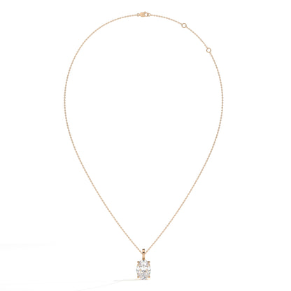 Aurore Solitär-Halskette mit ovalem Labordiamanten aus 585 Roségold, Ansicht der ganzen Kette 