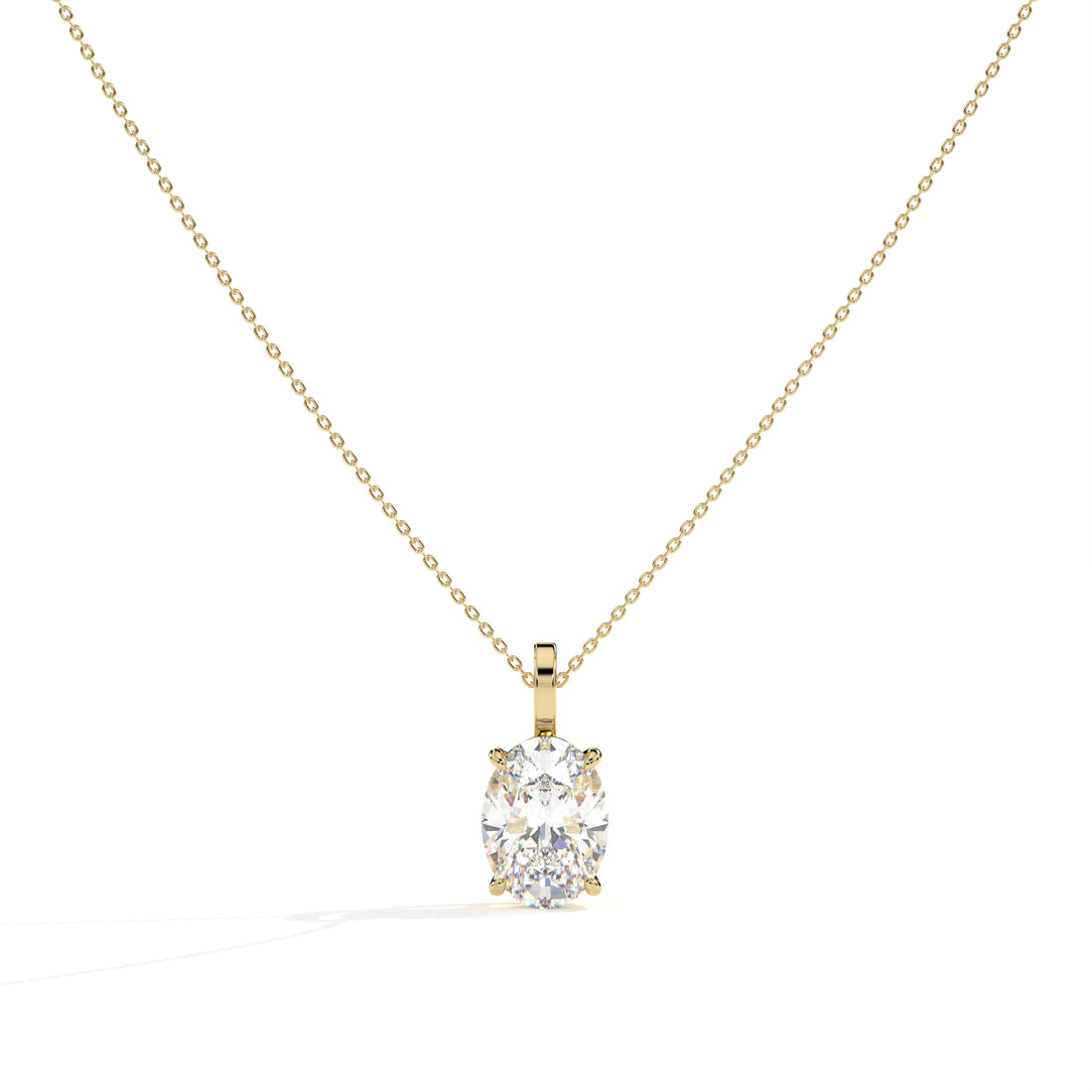 Aurore oval lab-grown diamond solitaire pendant necklace in 14K (585) yellow gold, front view 