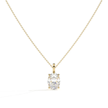Aurore Solitär-Halskette mit ovalem Labordiamanten aus 585 Gelbgold, Vorderansicht 