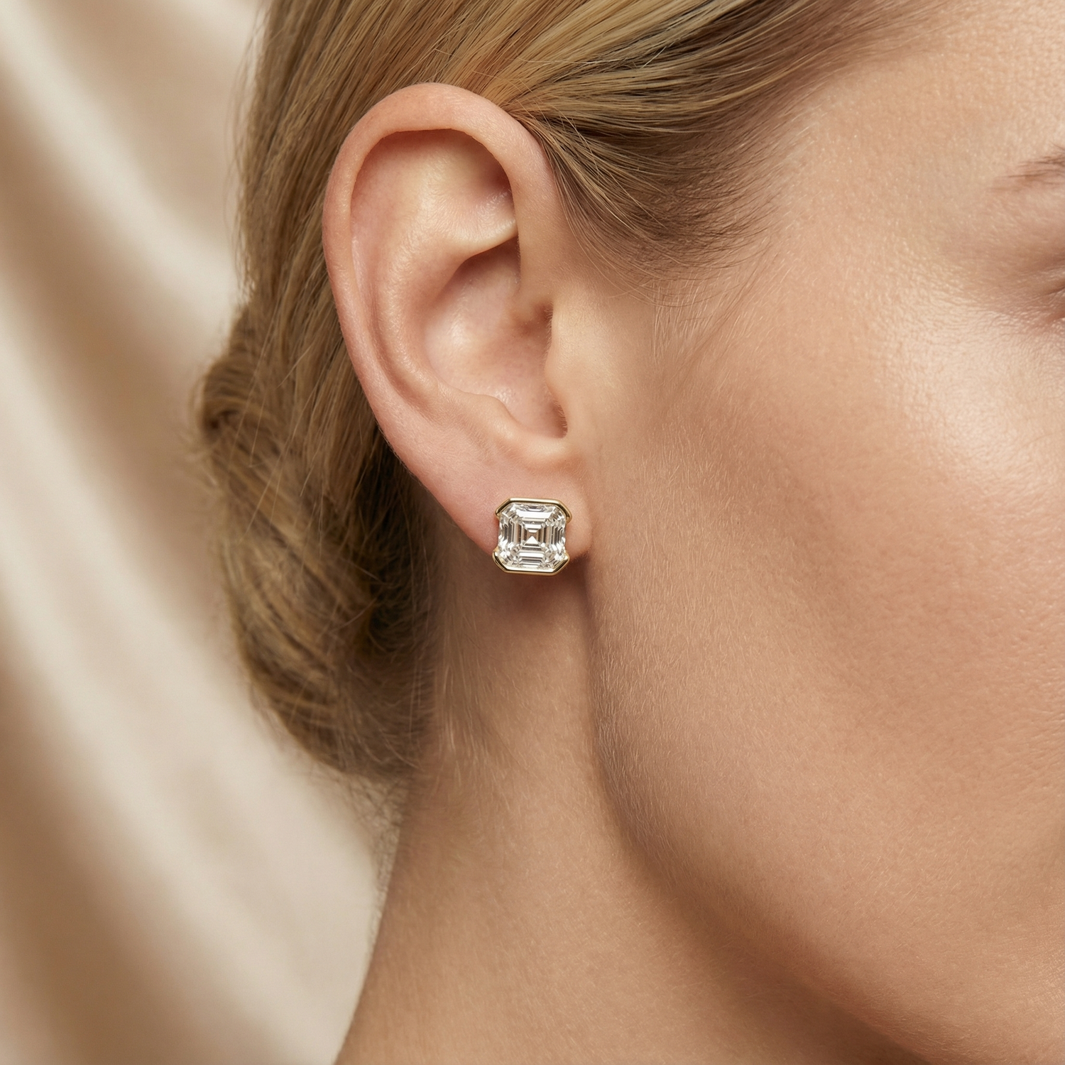 Mia Asschers Cut  Half Bezel Setting Earring