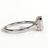 Emerald lab-grown diamond bezel-set halo engagement ring in 950 platinum, detail view 