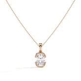 Corinna elongated cushion lab-grown diamond half-bezel pendant necklace in 14K (585) rose gold, front view 