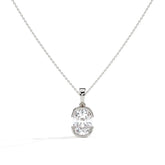 Corinna elongated cushion lab-grown diamond half-bezel pendant necklace in 14K (585) white gold, front view 