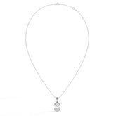Corinna elongated cushion lab-grown diamond half-bezel pendant necklace in 14K (585) white gold, full necklace view 