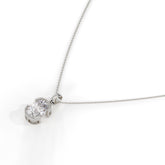 Corinna elongated cushion lab-grown diamond half-bezel pendant necklace in 14K (585) white gold, side view 