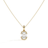 Corinna elongated cushion lab-grown diamond half-bezel pendant necklace in 14K (585) yellow gold, front view 