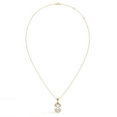 Corinna elongated cushion lab-grown diamond half-bezel pendant necklace in 14K (585) yellow gold, full necklace view 