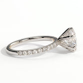 Round lab-grown diamond halo engagement ring in 18K (750) white gold, detail view 