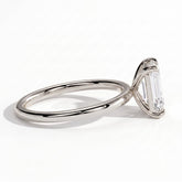 Emerald lab-grown diamond solitaire engagement ring in 950 platinum, detail view 