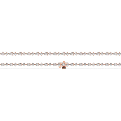 Delia pear and round lab-grown diamond tennis bracelet in 14K (585) rose gold, laid flat, full length 