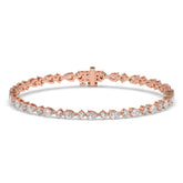 Delia pear and round lab-grown diamond tennis bracelet in 14K (585) rose gold, front view 