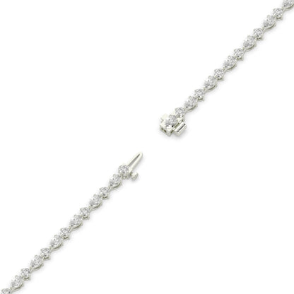 Delia pear and round lab-grown diamond tennis bracelet in 14K (585) white gold, full length, diagonal view 