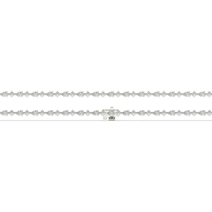 Delia pear and round lab-grown diamond tennis bracelet in 14K (585) white gold, laid flat, full length 
