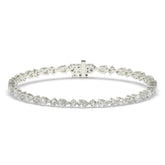 Delia pear and round lab-grown diamond tennis bracelet in 14K (585) white gold, front view 