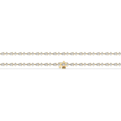 Delia pear and round lab-grown diamond tennis bracelet in 14K (585) yellow gold, laid flat, full length 