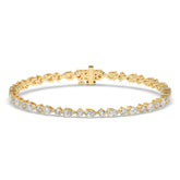 Delia pear and round lab-grown diamond tennis bracelet in 14K (585) yellow gold, front view 