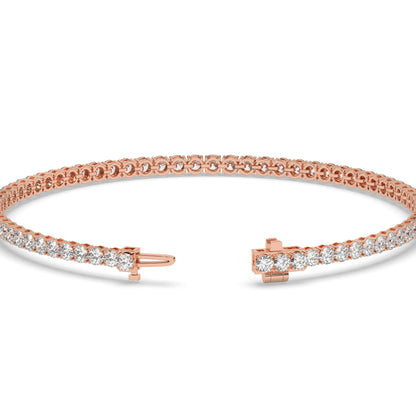Ella Tennisarmband mit Labordiamanten im Brillantschliff aus 585 Roségold, Verschluss geöffnet, Detailansicht 