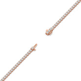 Ella Tennisarmband mit Labordiamanten im Brillantschliff aus 585 Roségold, volle Länge, Diagonalansicht 