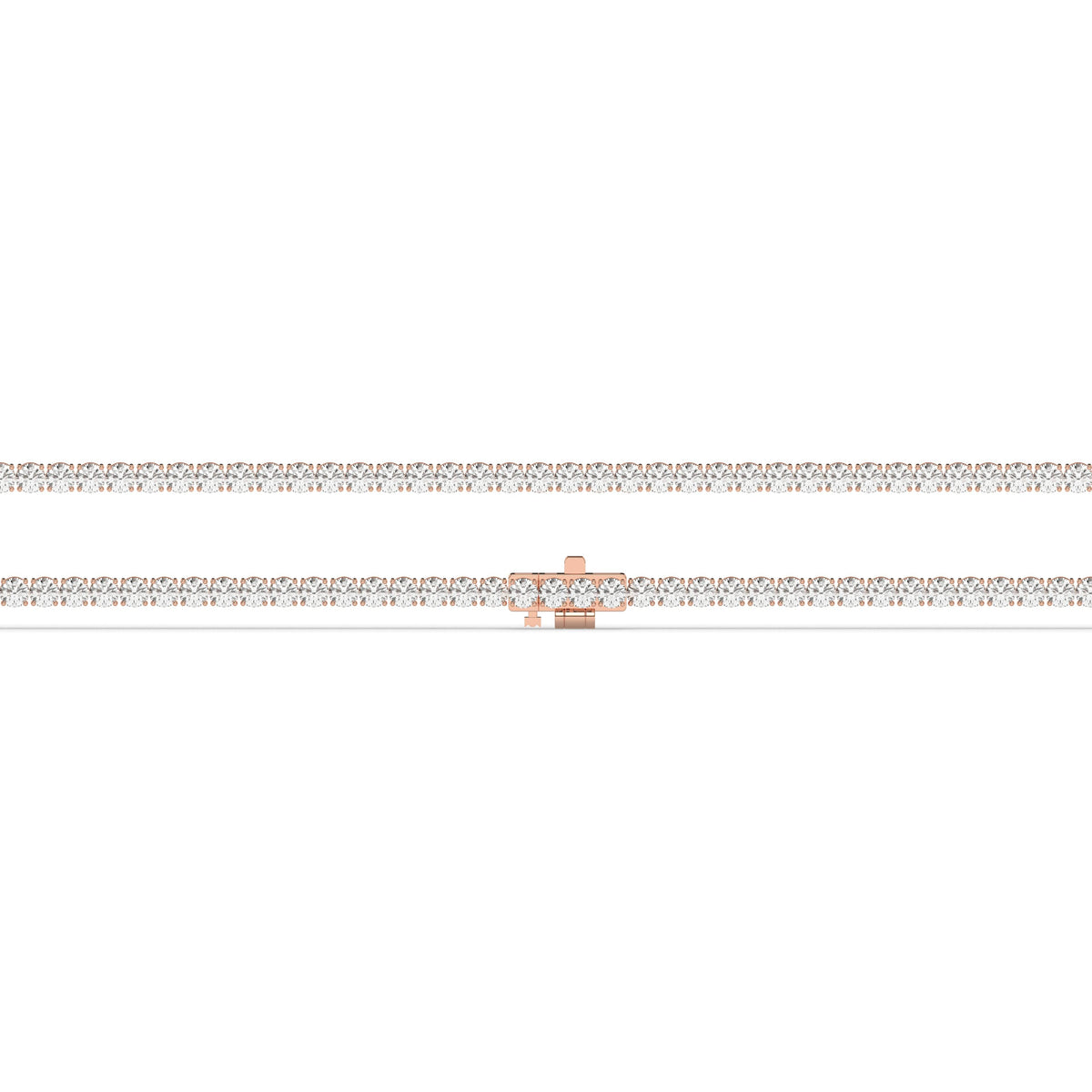 Ella Tennisarmband mit Labordiamanten im Brillantschliff aus 585 Roségold, flach liegend, volle Länge 