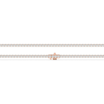 Ella Tennisarmband mit Labordiamanten im Brillantschliff aus 585 Roségold, flach liegend, volle Länge 