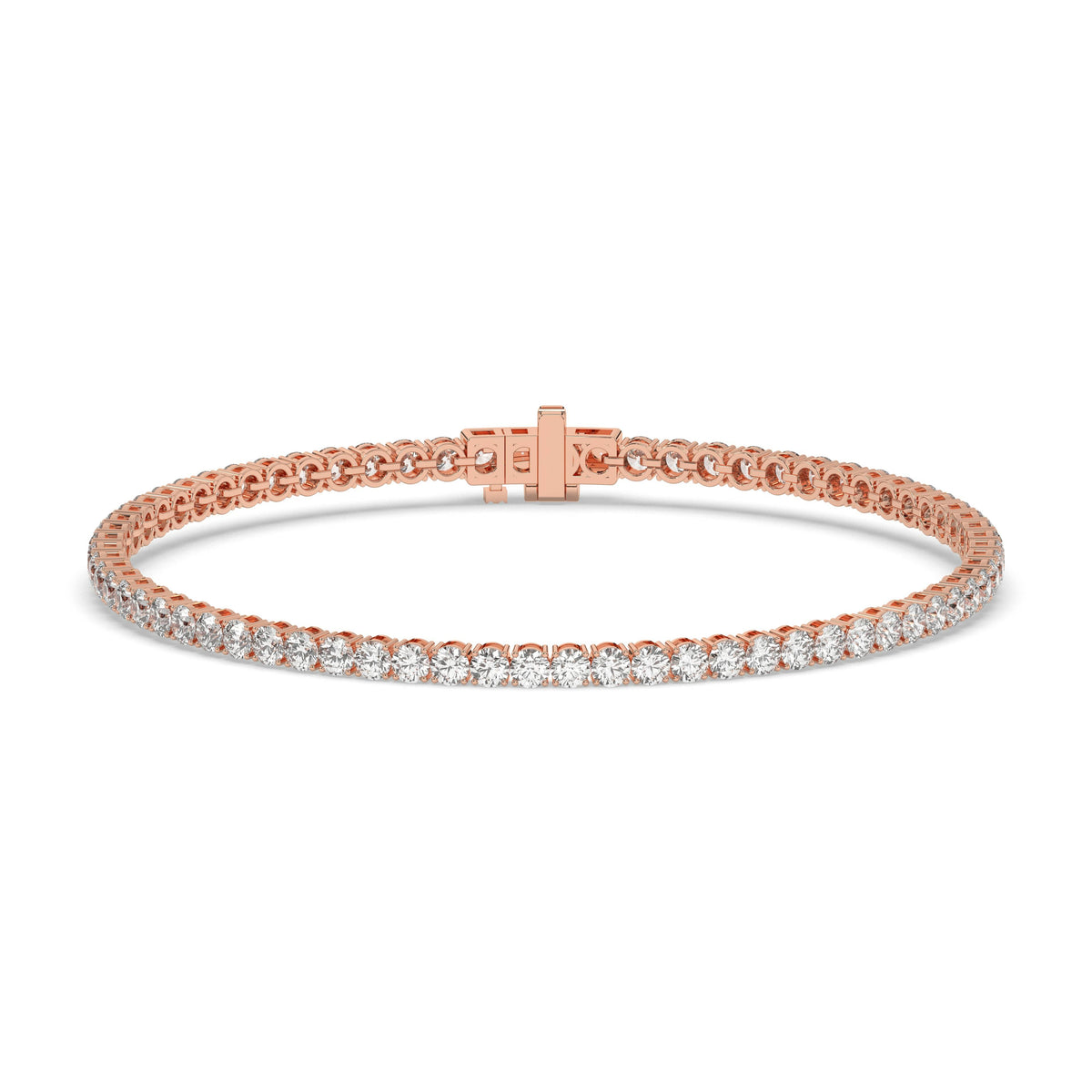 Ella Tennisarmband mit Labordiamanten im Brillantschliff aus 585 Roségold, Vorderansicht 