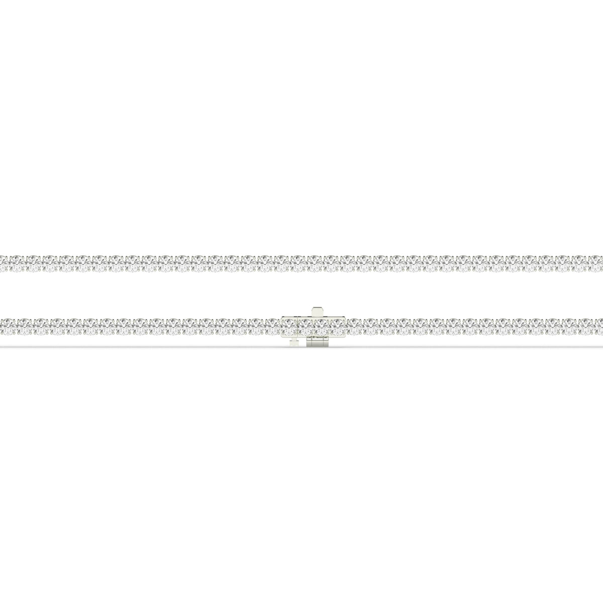 Ella Tennisarmband mit Labordiamanten im Brillantschliff aus 585 Weißgold, flach liegend, volle Länge 