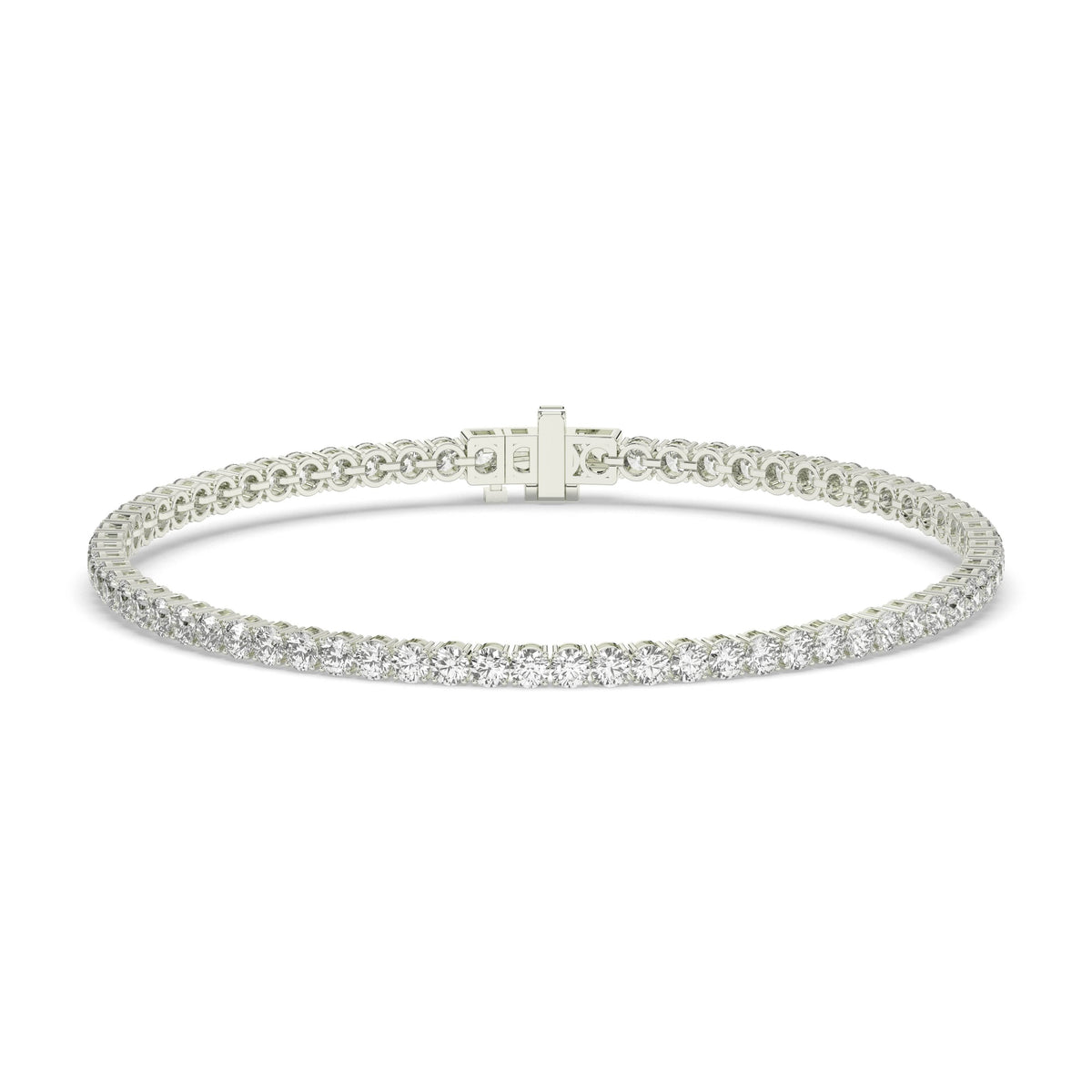 Ella Tennisarmband mit Labordiamanten im Brillantschliff aus 585 Weißgold, Vorderansicht 