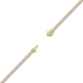Ella Tennisarmband mit Labordiamanten im Brillantschliff aus 585 Gelbgold, volle Länge, Diagonalansicht 