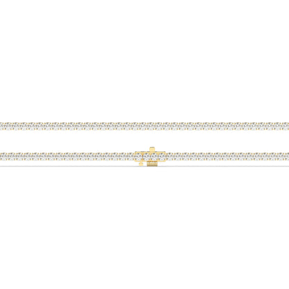Ella Tennisarmband mit Labordiamanten im Brillantschliff aus 585 Gelbgold, flach liegend, volle Länge 