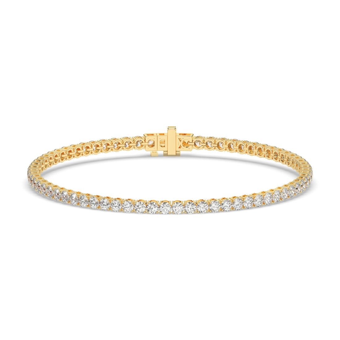 Ella Tennisarmband mit Labordiamanten im Brillantschliff aus 585 Gelbgold, Vorderansicht 