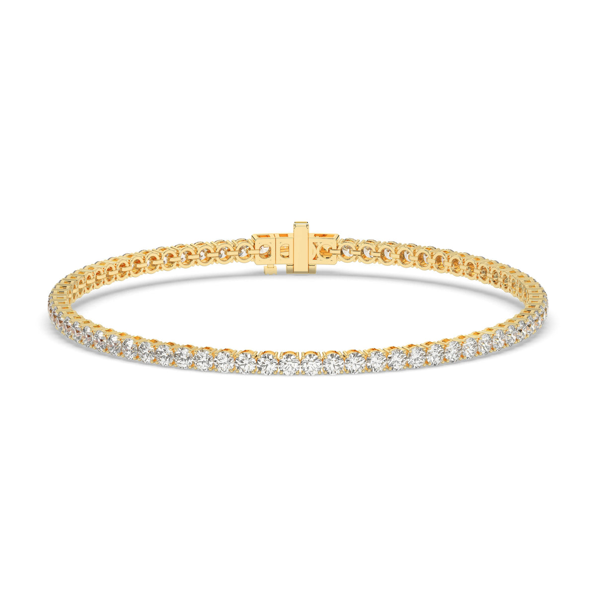 Ella Tennisarmband mit Labordiamanten im Brillantschliff aus 585 Gelbgold, Vorderansicht 