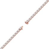 Elvira east-west oval lab-grown diamond tennis bracelet in 14K (585) rose gold, full length, diagonal view 