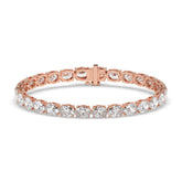 Elvira east-west oval lab-grown diamond tennis bracelet in 14K (585) rose gold, front view 