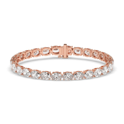 Elvira east-west oval lab-grown diamond tennis bracelet in 14K (585) rose gold, front view 