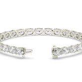 Elvira east-west oval lab-grown diamond tennis bracelet in 14K (585) white gold, clasp open, detail view 