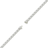 Elvira east-west oval lab-grown diamond tennis bracelet in 14K (585) white gold, full length, diagonal view 
