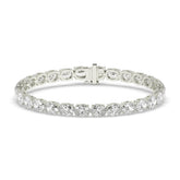 Elvira east-west oval lab-grown diamond tennis bracelet in 14K (585) white gold, front view 