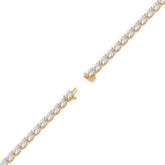 Elvira east-west oval lab-grown diamond tennis bracelet in 14K (585) yellow gold, full length, diagonal view 