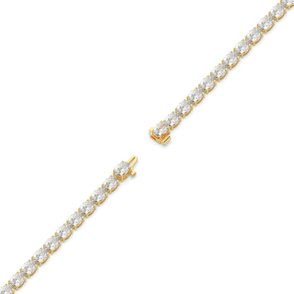 Elvira east-west oval lab-grown diamond tennis bracelet in 14K (585) yellow gold, full length, diagonal view 