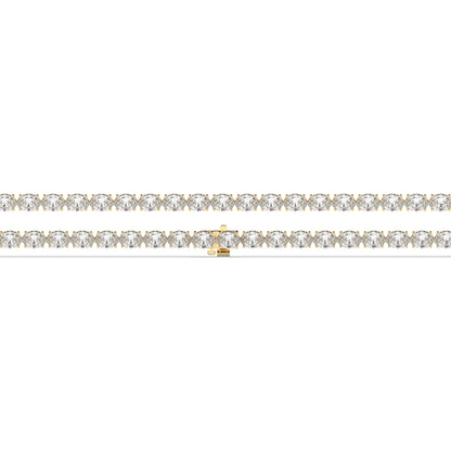 Elvira east-west oval lab-grown diamond tennis bracelet in 14K (585) yellow gold, laid flat, full length 