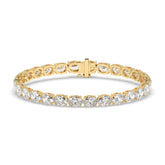 Elvira east-west oval lab-grown diamond tennis bracelet in 14K (585) yellow gold, front view 