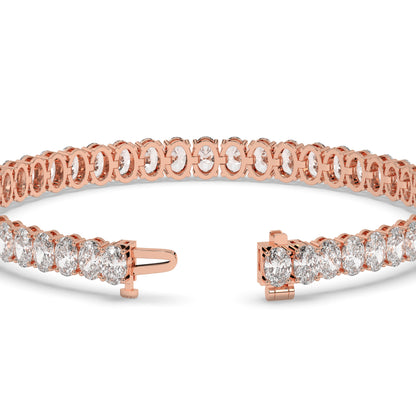 Fabienne Tennisarmband mit Labordiamanten im Ovalschliff aus 585 Roségold, Verschluss geöffnet, Detailansicht 