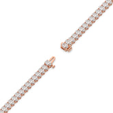 Fabienne Tennisarmband mit Labordiamanten im Ovalschliff aus 585 Roségold, volle Länge, Diagonalansicht 