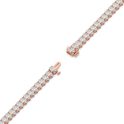 Fabienne Tennisarmband mit Labordiamanten im Ovalschliff aus 585 Roségold, volle Länge, Diagonalansicht 