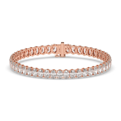 Fabienne Tennisarmband mit Labordiamanten im Ovalschliff aus 585 Roségold, Vorderansicht 