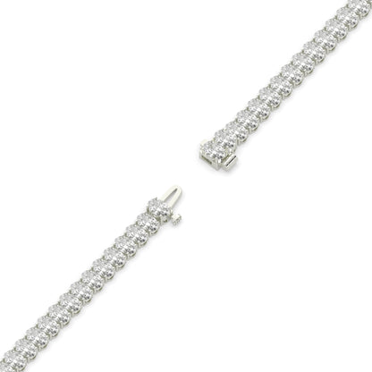 Fabienne Tennisarmband mit Labordiamanten im Ovalschliff aus 585 Weißgold, volle Länge, Diagonalansicht 