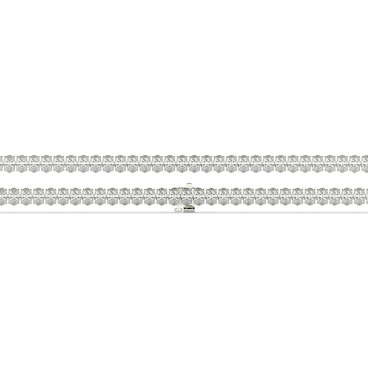 Fabienne Tennisarmband mit Labordiamanten im Ovalschliff aus 585 Weißgold, flach liegend, volle Länge 