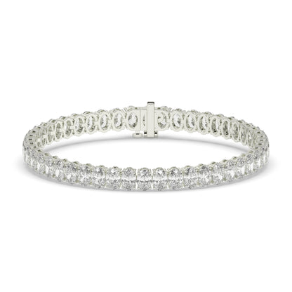 Fabienne Tennisarmband mit Labordiamanten im Ovalschliff aus 585 Weißgold, Vorderansicht 