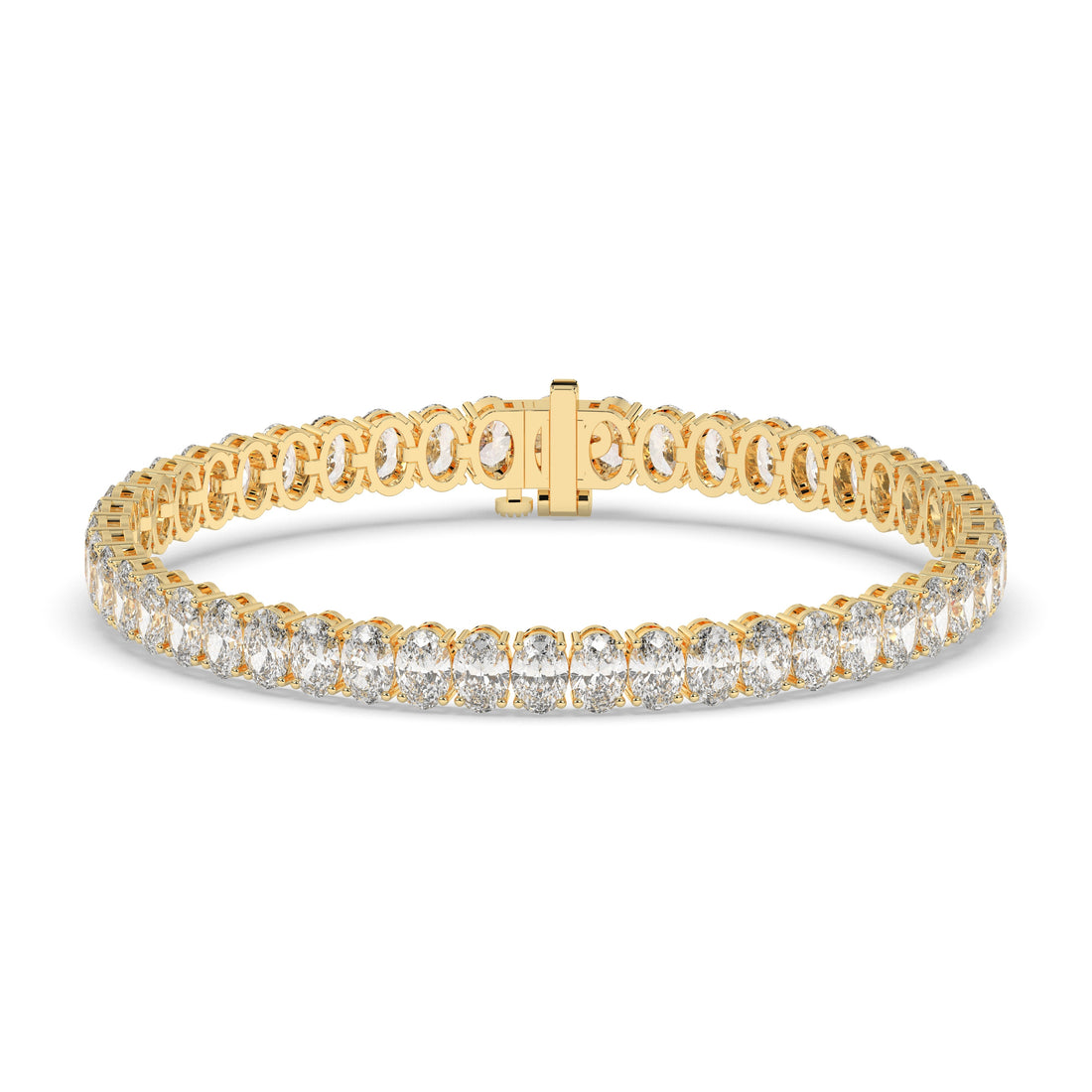 Fabienne Tennisarmband mit Labordiamanten im Ovalschliff aus 585 Gelbgold, Vorderansicht 