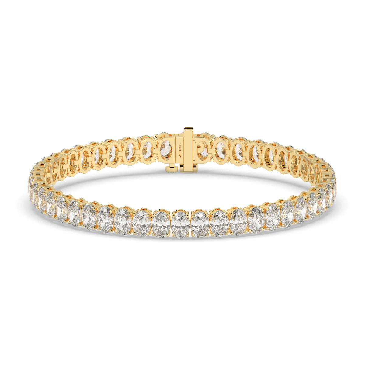 Fabienne Tennisarmband mit Labordiamanten im Ovalschliff aus 585 Gelbgold, Vorderansicht 